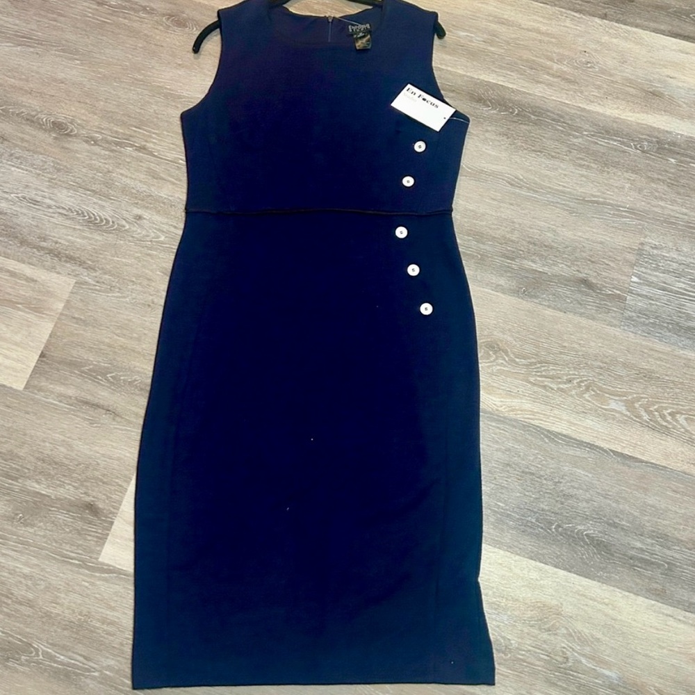 En Focus Studio Navy Button Detail Sheath Dress Size 12 | Workwear, Cocktail